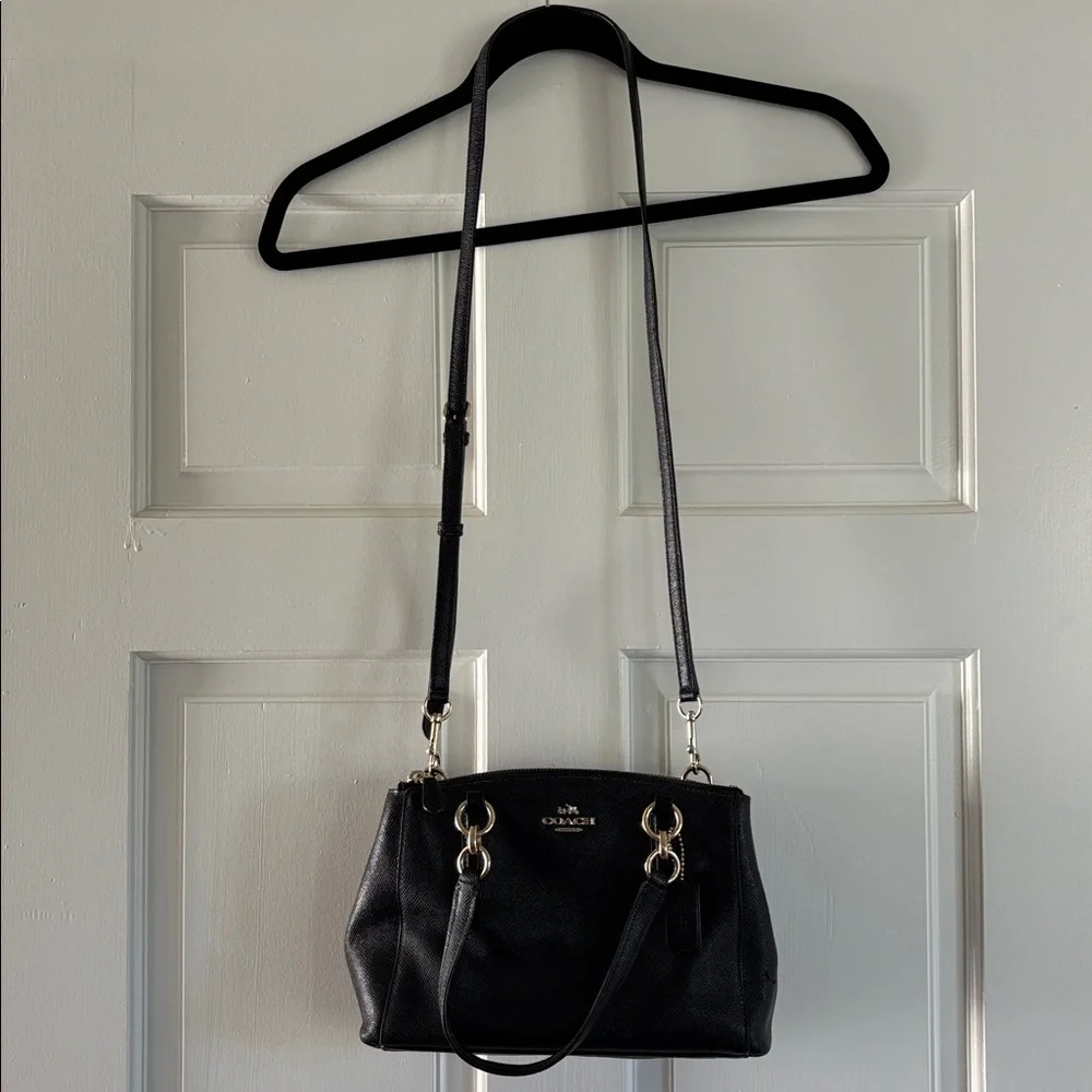 Coach Black Leather Mini Christie Carry‎ All Satchel / Crossbody